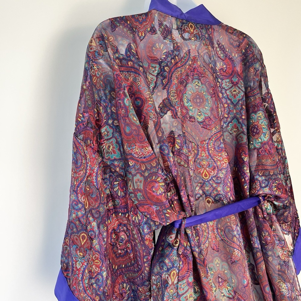 Victoria's Secret Vintage Sheer Kimono Robe One Size Fairy Core Floral 90s - Picture 6 of 9